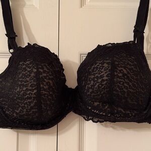 Black Leopard Print Lace Underwire Bra - Women Intimates